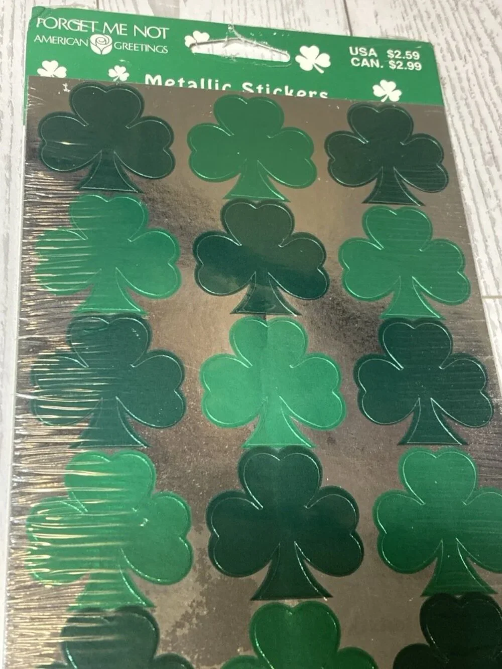 American Greetings St Patricks Day Stickers 4 Sheets Metallic Shamrocks NIP